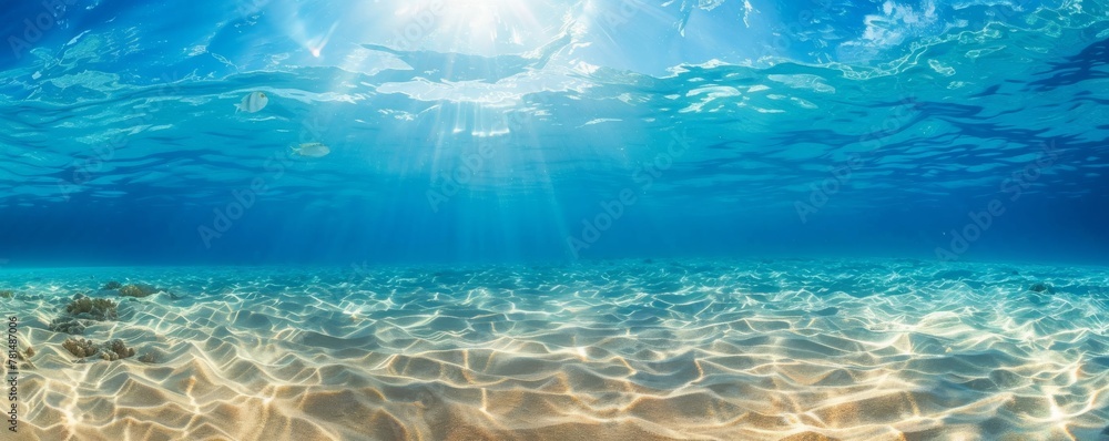 Serene underwater seascape with sunbeams