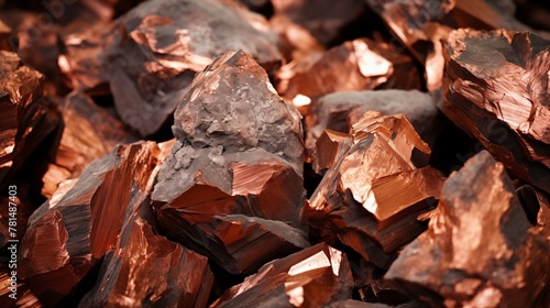 Closeup photograph of raw copper ore extracted from copper mine