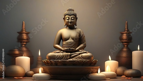 Buddha statue with candles