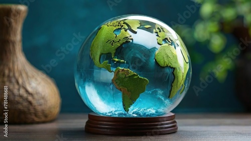Glass ball, world earth day concept background