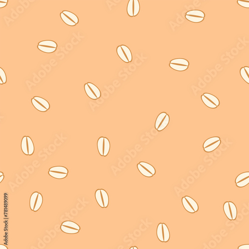 Hand drawn oat flakes doodle seamless pattern. Perfect print for paper, textile and fabric. Food vector llustration.