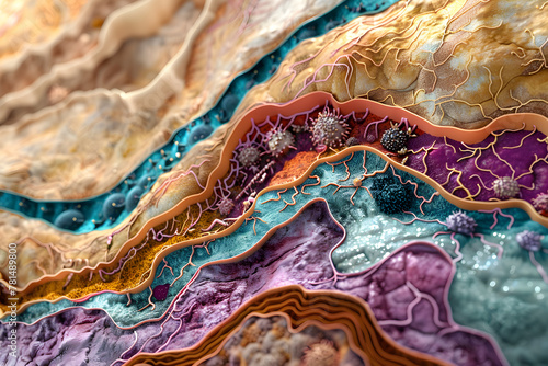 Detailed Cross-Section of Human Skin in Dermatology photo
