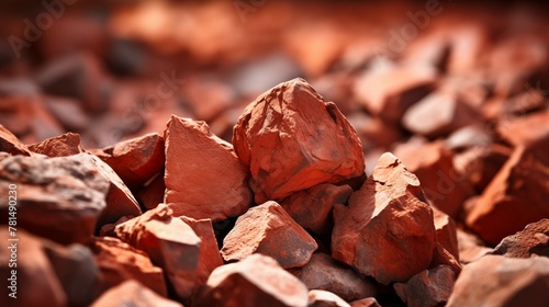 Closeup photograph of raw bauxite ore extracted from bauxite mine photo