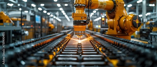 Robotic Precision in Modern Manufacturing. Concept Industrial Automation, Robotics in Manufacturing, Efficiency in Production, Cutting-edge Technology