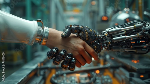 Human-robot handshake in a high-tech facility