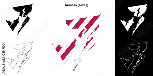 Aransas County (Texas) outline map set
