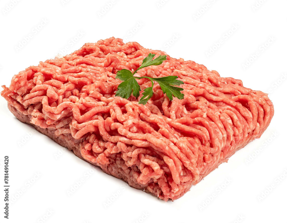 Rohes Hackfleisch isoliert auf weißen Hintergrund, Freisteller Rohes Hackfleisch isoliert auf weißen Hintergrund, Freisteller
