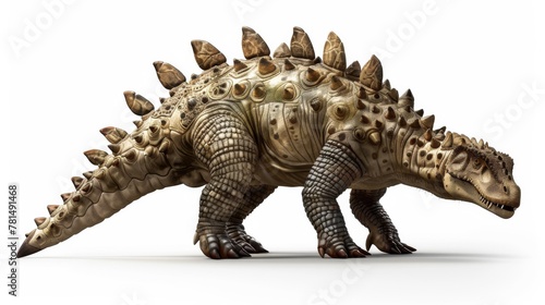 This illustration of Ankylosaurus magniventris highlights its heavily armored plates and mighty club tail  evoking its defensive prowess during the Late Cretaceous.