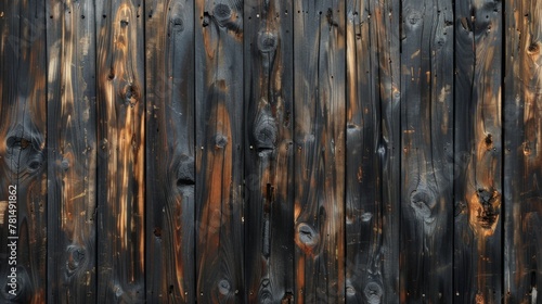 Burnt wood planks with varying degrees of charring form a dark, intriguing surface, reflecting the unique aesthetic of the Shou Sugi Ban technique.