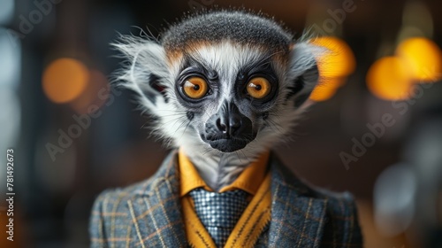Dapper lemur in suit portrait