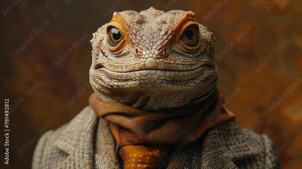 Stylish lizard in suit and tie Stylish lizard in suit and tie