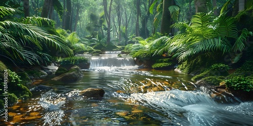 Enchanting Forest Waterway Serene Stream Winding Through Lush Greenery and Natural Splendor