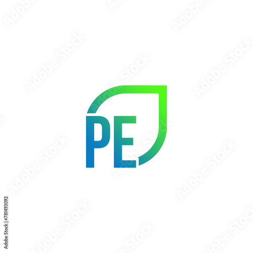 Letter PE logo grows, develops, natural, organic, simple, financial logo. © Neron