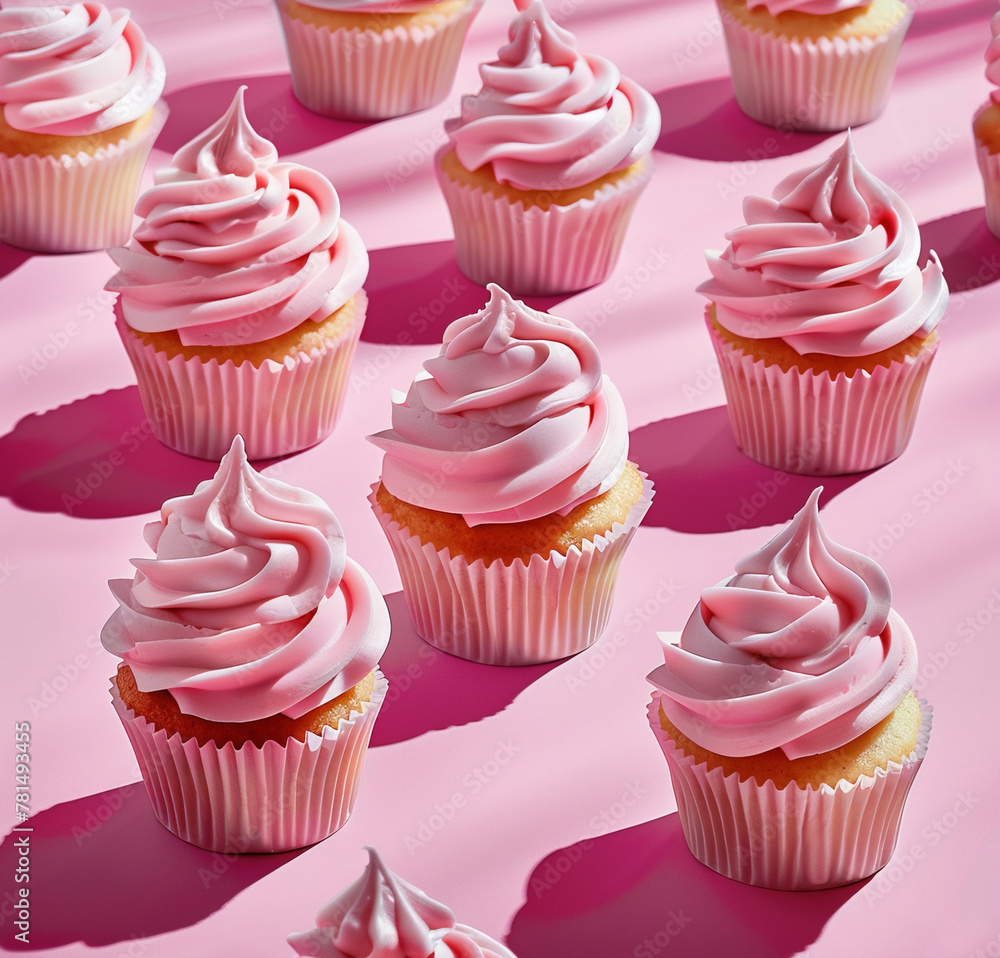 Cupcakes with pink cream	