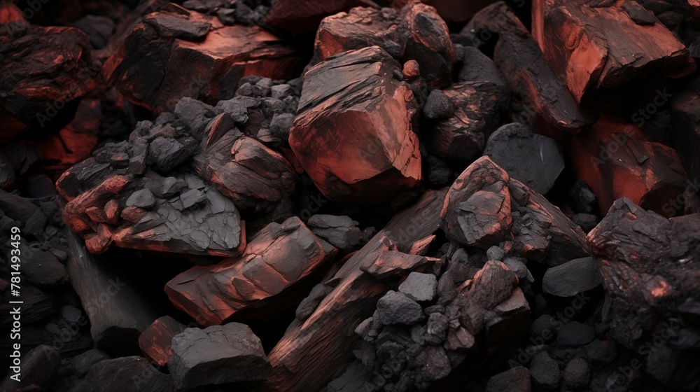 Closeup photograph of raw iron ore extracted from iron mine