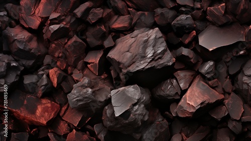 Closeup photograph of raw iron ore extracted from iron mine photo