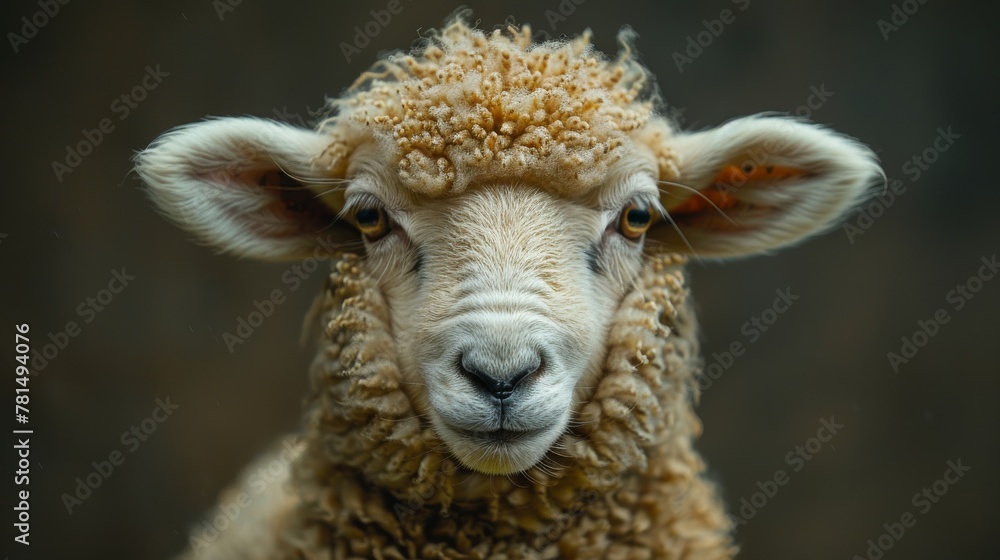 Close-up portrait of a woolly sheep