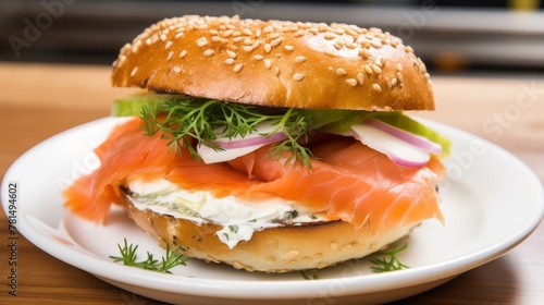 Delicious lox bagel with a generous spread of cream cheese