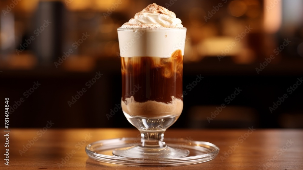 Irish coffee shot topped with creamy goodness Irish coffee shot topped with creamy goodness