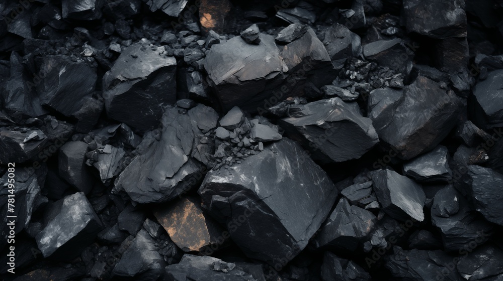 Closeup photograph of raw coal ore extracted from coal mine Closeup photograph of raw coal ore extracted from coal mine