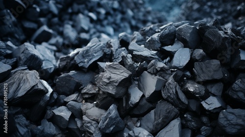 Closeup photograph of raw coal ore extracted from coal mine