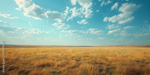 Boundless Prairie Beneath a Vast Sky Serene Landscape Stretching to the Horizon