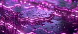 Puzzle of quantum computer on violet, soft backlight, wide angle, exploring AI is  limitless potential