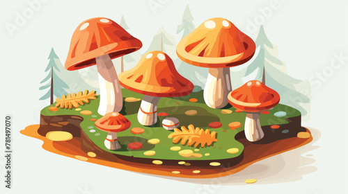 Isometric fungi mushroom design nature fungus food
