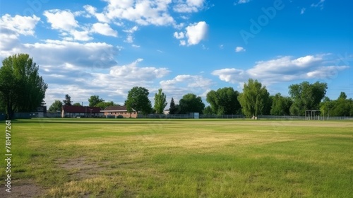 Empty school field, peaceful and calm