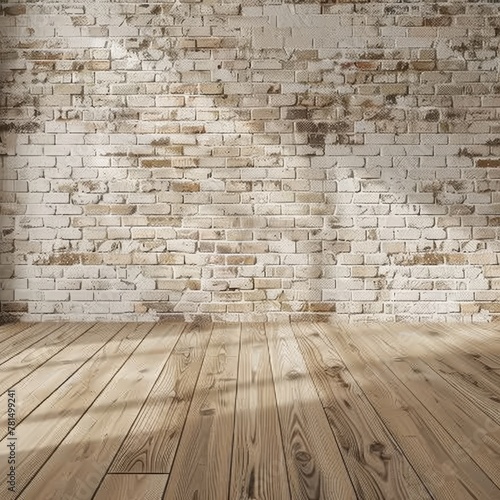 brick wall and wood floor