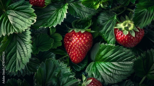 strawberry, top view, summer background, photo realistic. international fruit day. Top View of Fresh red Strawberry Pile on Background