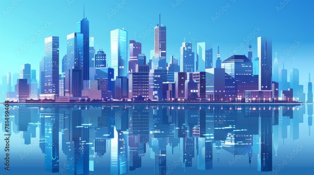 Obraz premium Futuristic city skyline at dawn