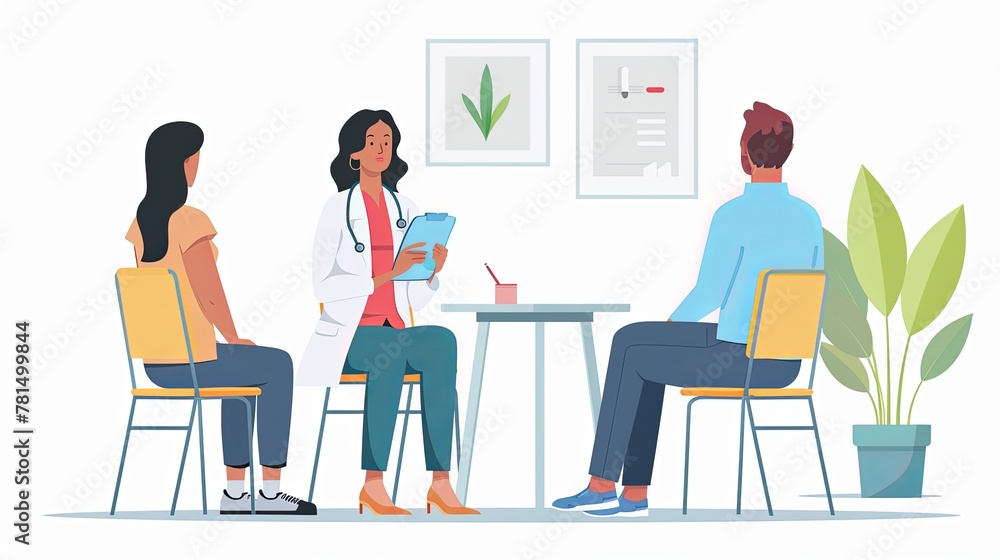  illustration of a doctor s consultation with patients