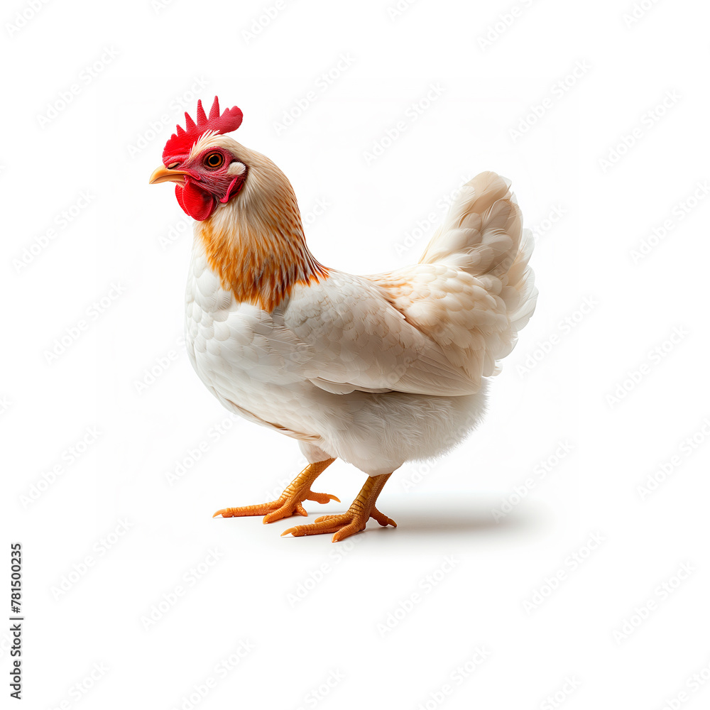 Close-Up of a Chicken on a White Background. Generative AI
