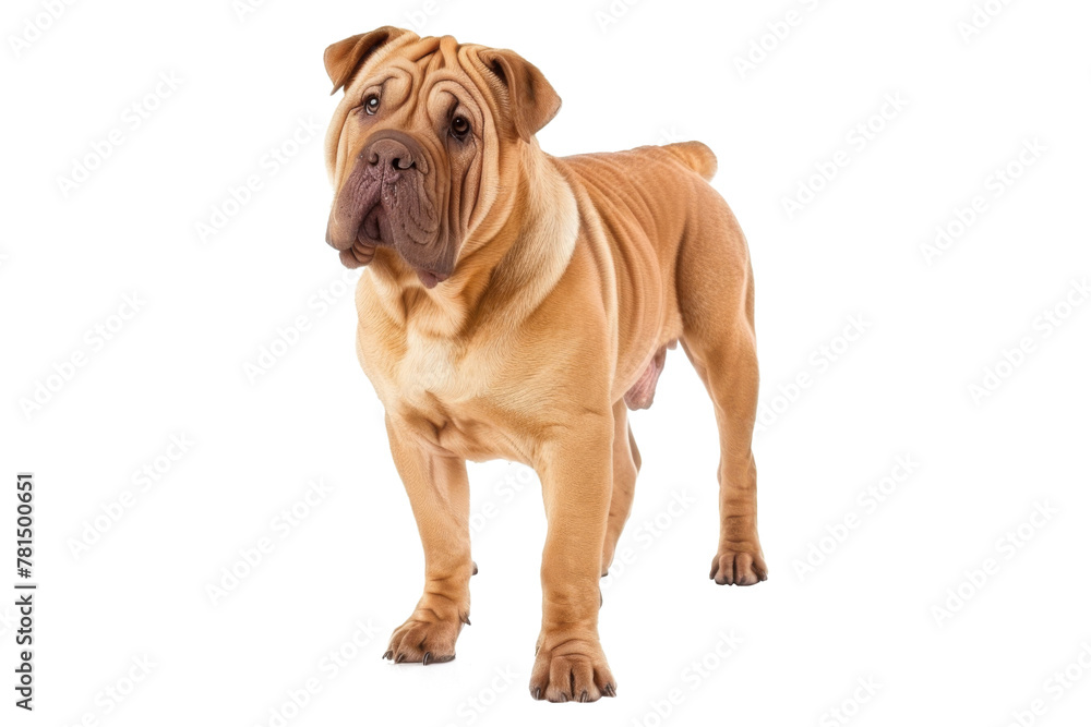 Chinese shar pei dog standing isolated on transparent background