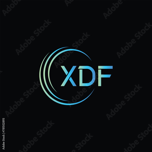 XDF letter logo design on black background photo