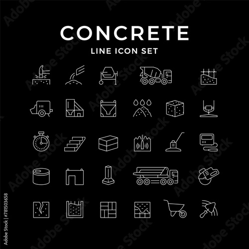 Set line icons of concrete