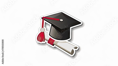 Celebra logros! Gorro graduación con diploma sticker. photo