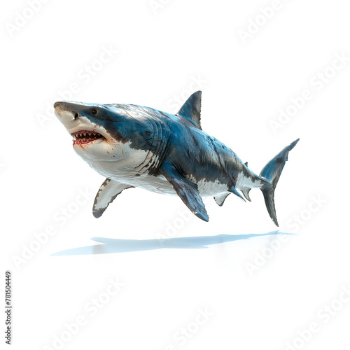 Blue and White Shark With Open Mouth. Generative AI