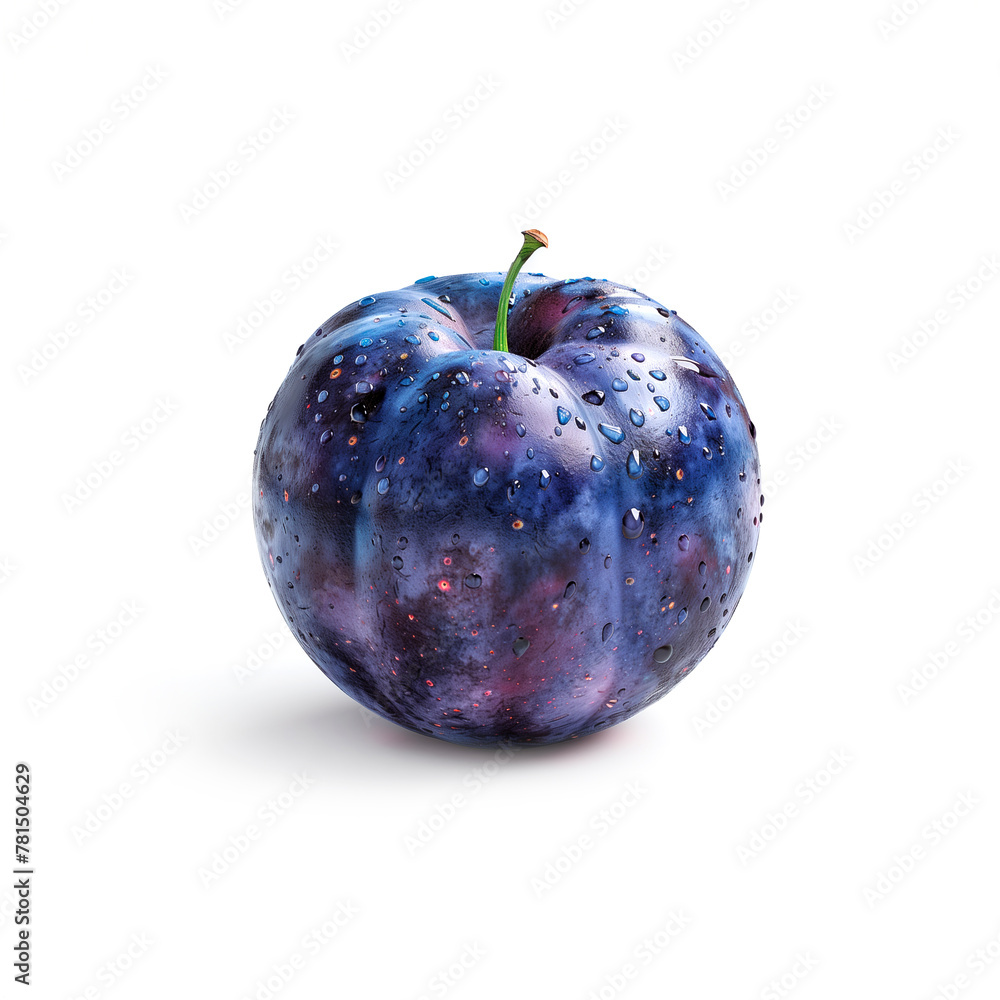 Blue and Purple Apple on White Surface. Generative AI