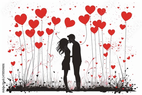 Visualize Your Love with Artistic Graphics: Modern and Colorful Love Designs Featuring Heart Illustrations and Romantic Elements for Blissful Celebrations