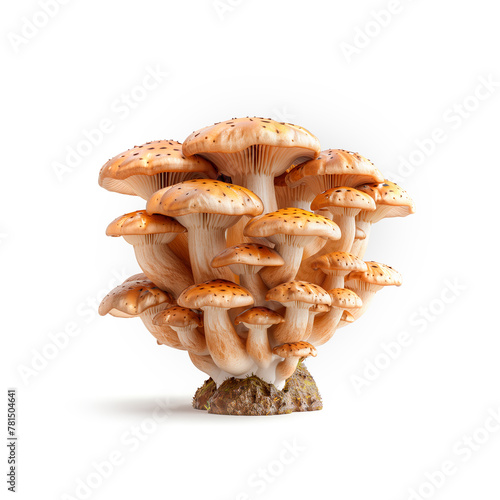 Group of Mushrooms on Top of Rock. Generative AI