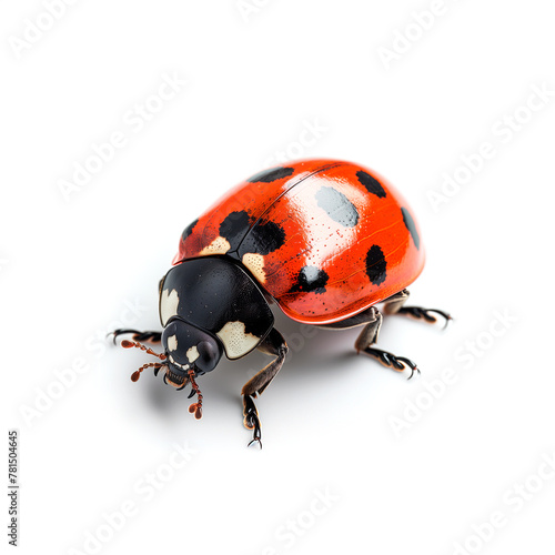 Ladybug Resting on White Background. Generative AI