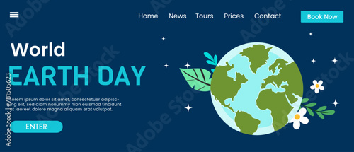 Earth day illustration landing page template vector illustration.