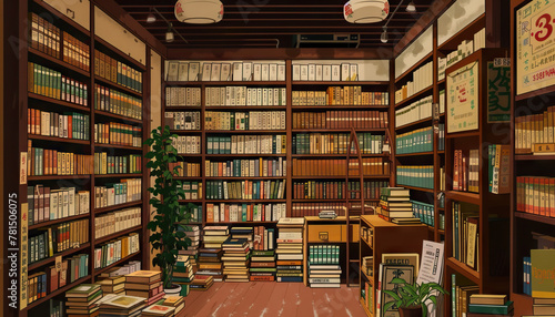 The old bookshop exudes a cozy charm, with shelves lined with well-loved classics