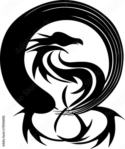 Ensō, a sacred Zen Buddhism symbol “The Circle of Enlightenment and two birds flying towards it, over it. Unique tattoo design, wall art, background
