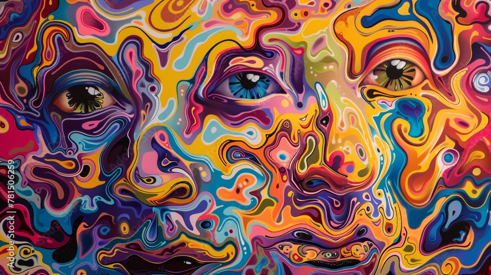 face on a multicolored background face on a multicolored background