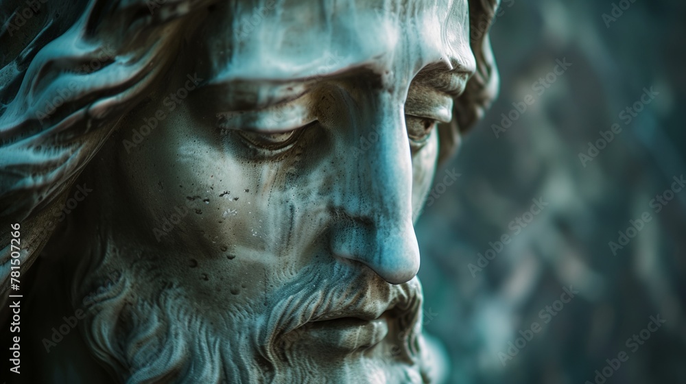 a statue of Jesus with a beard a statue of Jesus with a beard