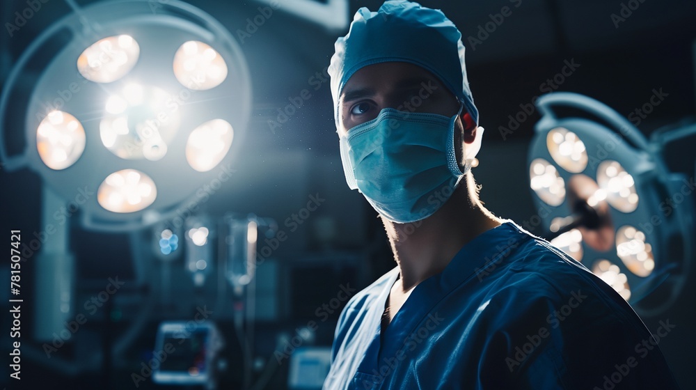 Naklejka premium a surgeon in a surgical mask