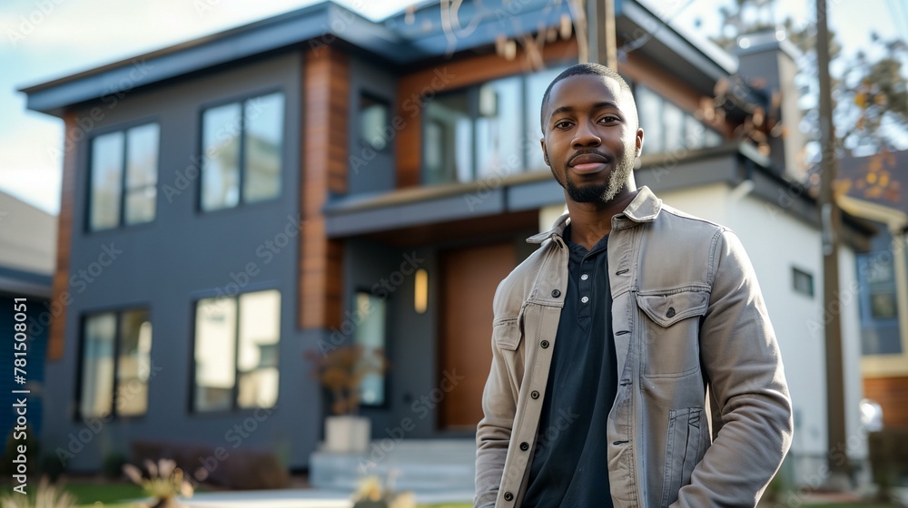 a man standing in front of a house a man standing in front of a house
